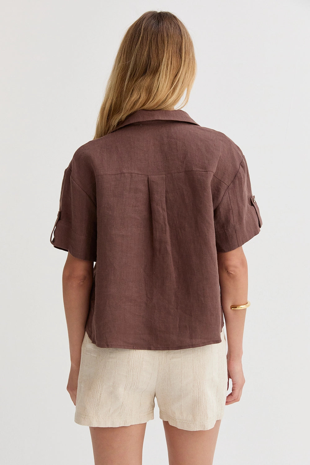 Mali Button Down Short Sleeve Linen Top
