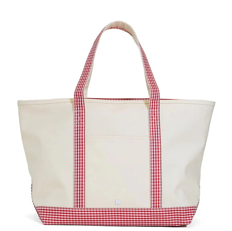 Canvas Red Trim Maxi Tote