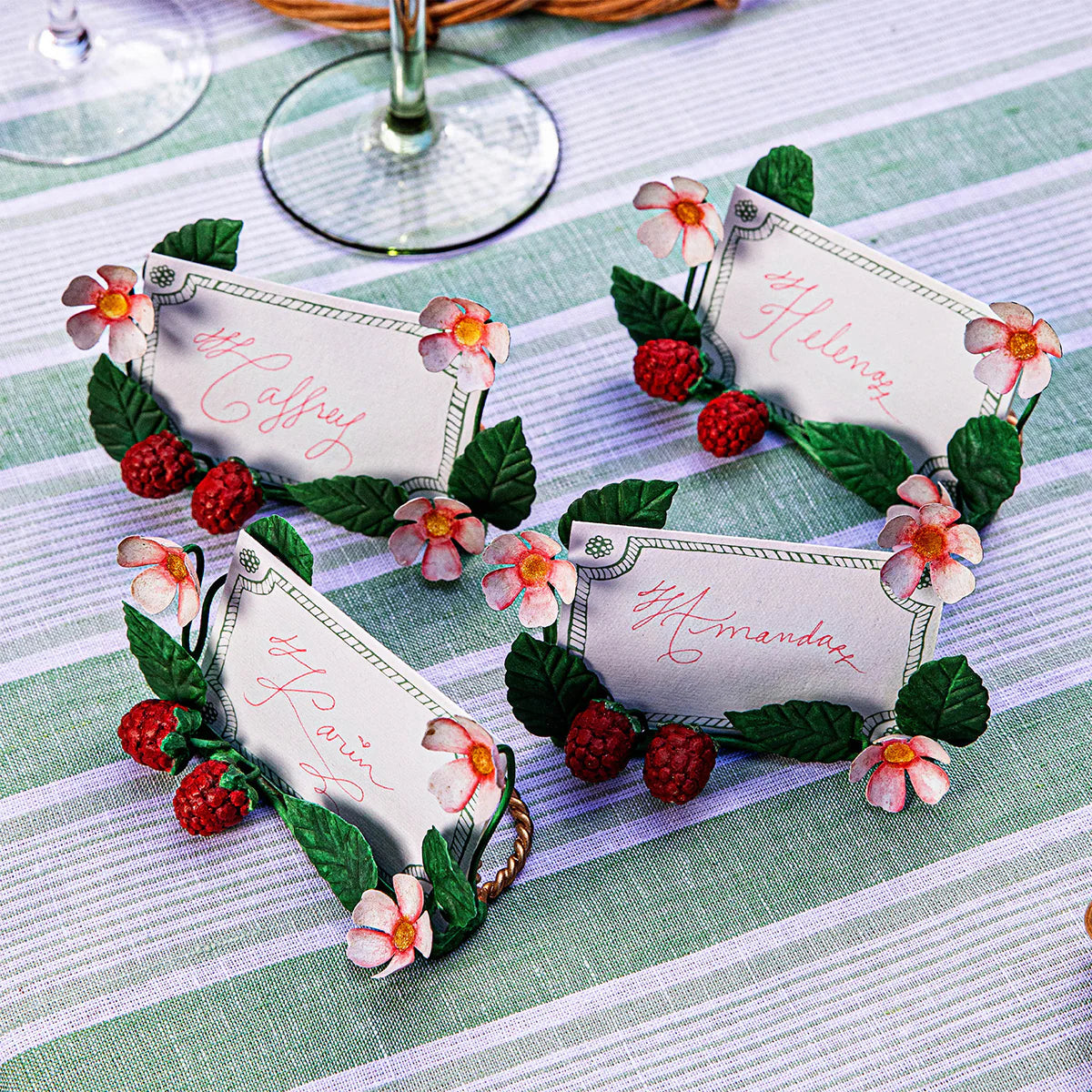 Raspberries Place Card Holder Set