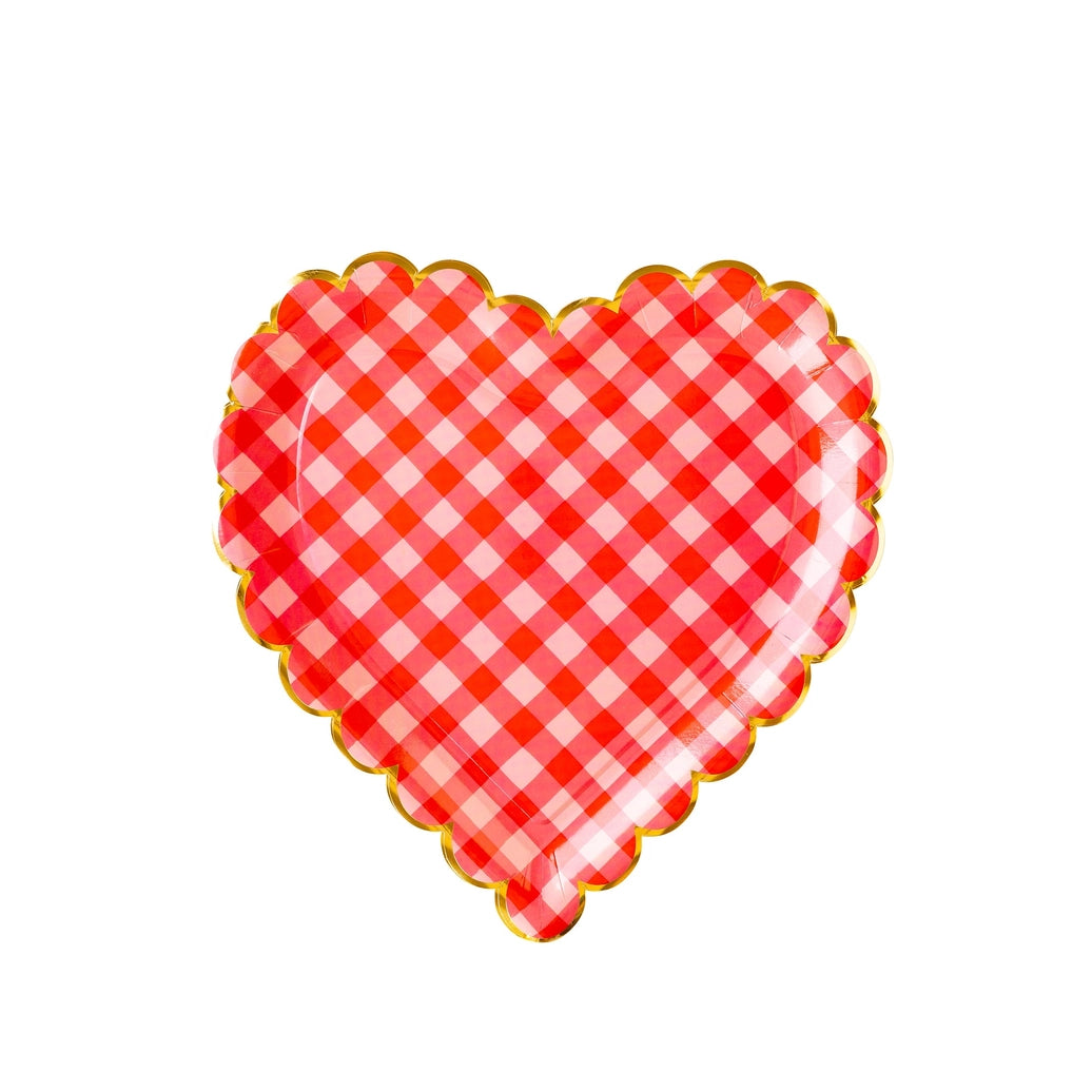 Checkered Heart Shaped Paper Plate