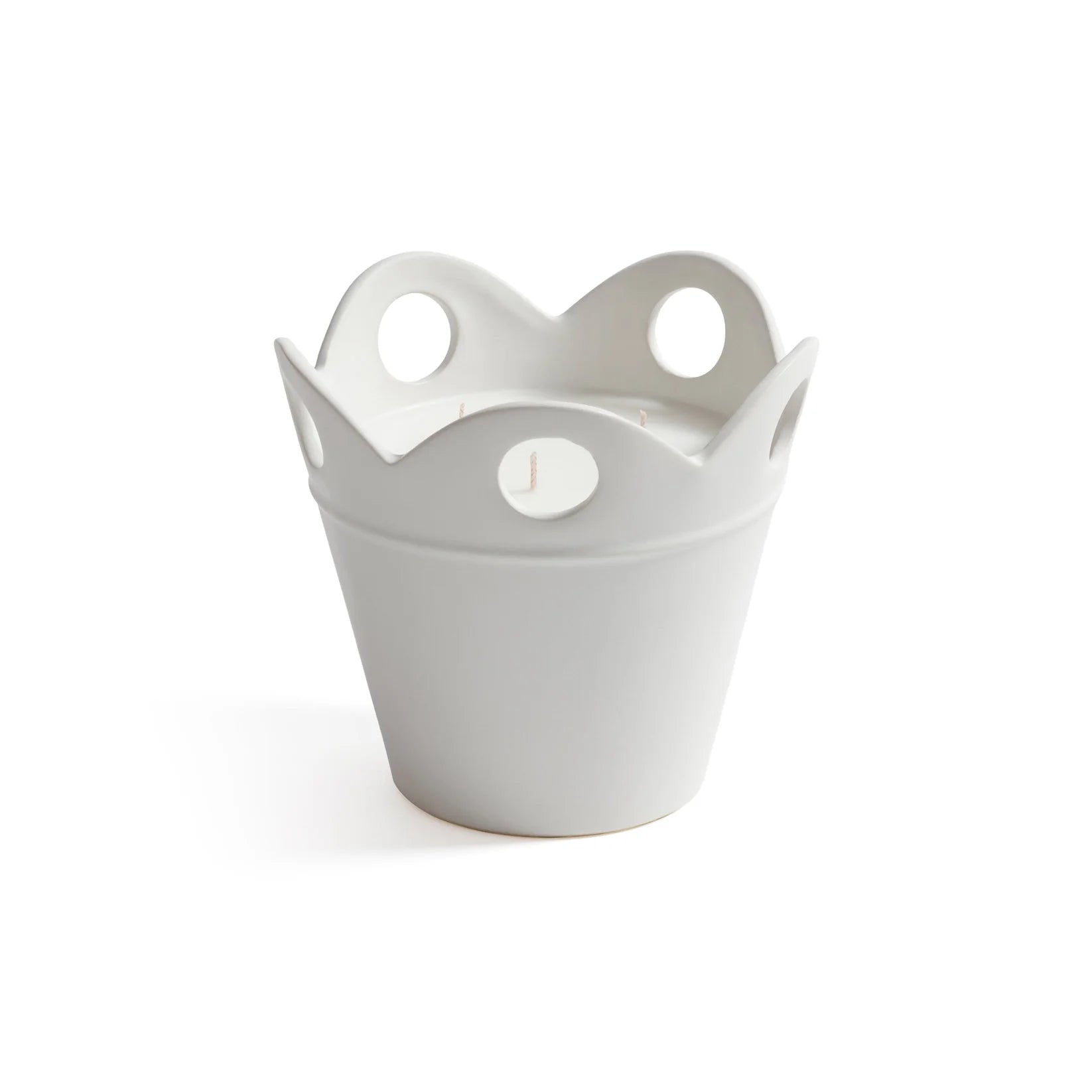 White Flower Pot Candle