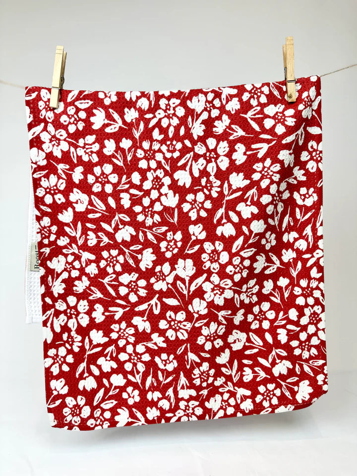 Summer Collection:  Red Floral Kitchen Towel