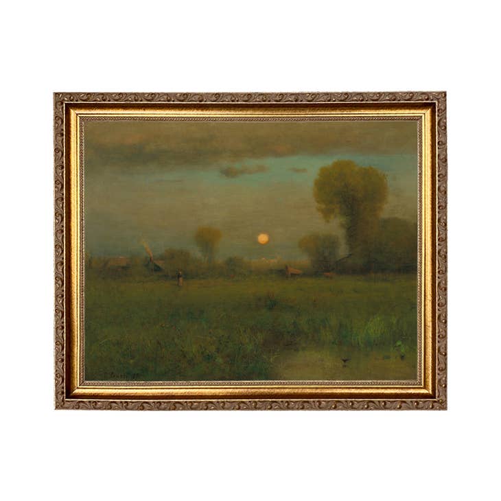 Harvest Moon Country Landscape Oil Painting Print On Canvas (11 x 14)