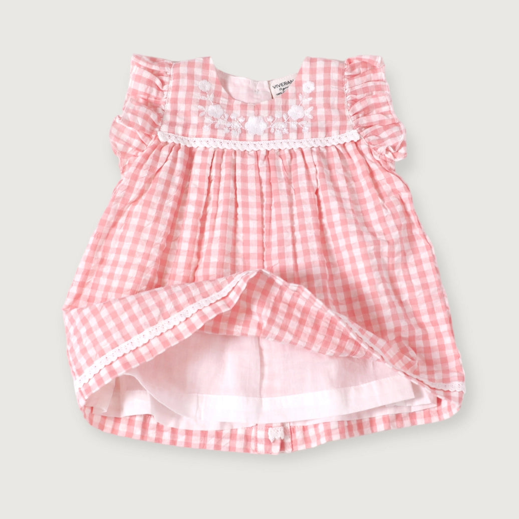 Sophie Seersucker Gingham Baby Dress + Bloomer