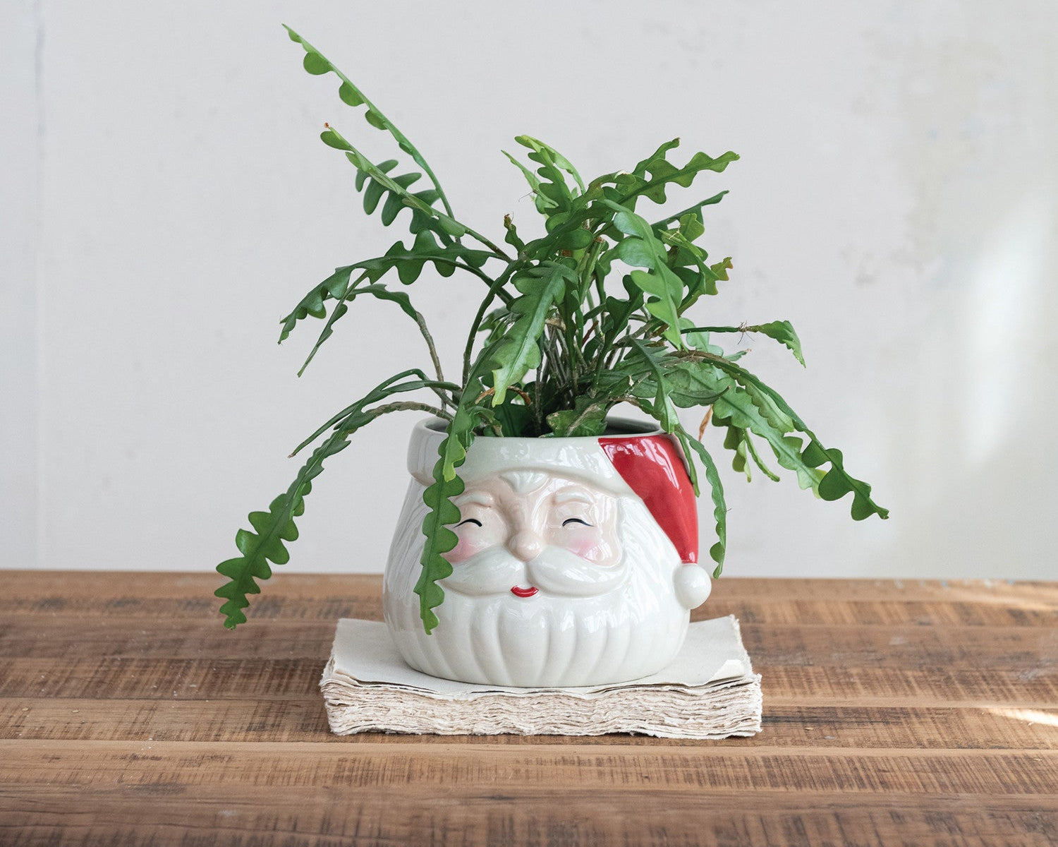 Stoneware Santa Planter