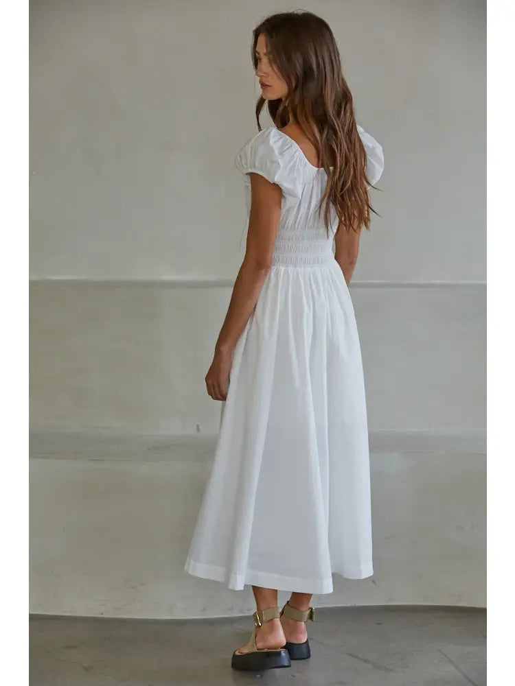 Cap Sleeve Smocked Midi Dress