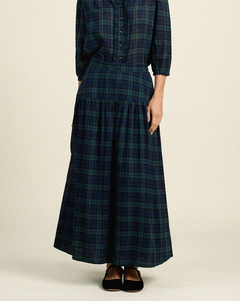 Felicity Plaid Midi Skirt