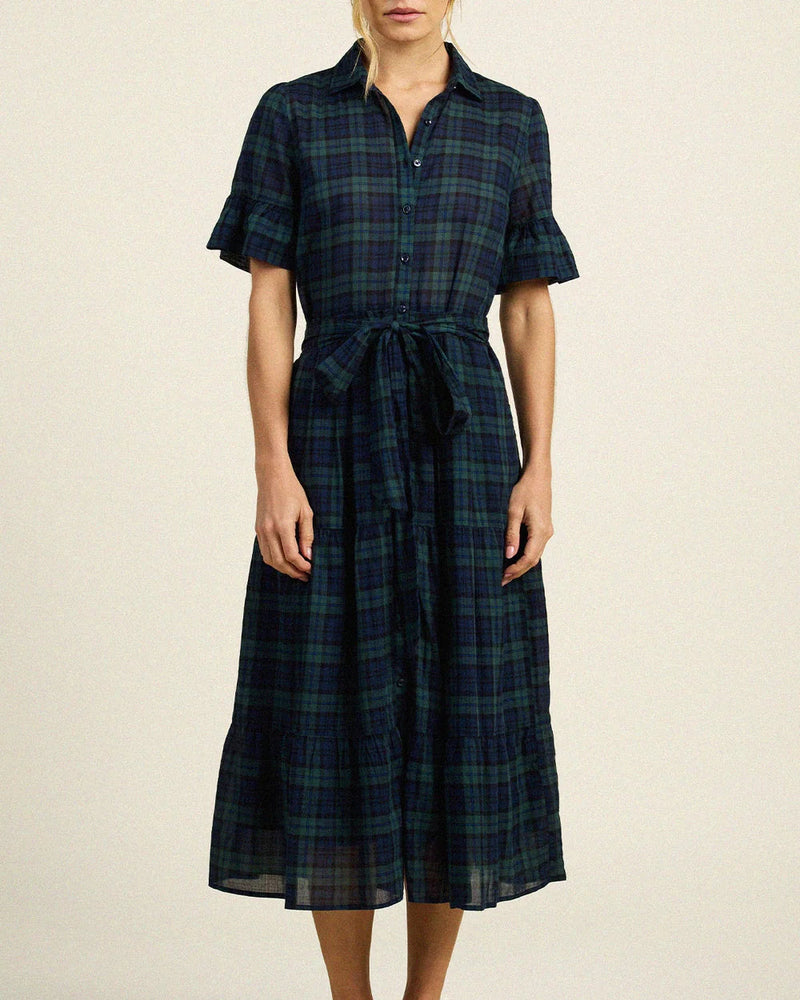 Martiana Plaid Midi Dress