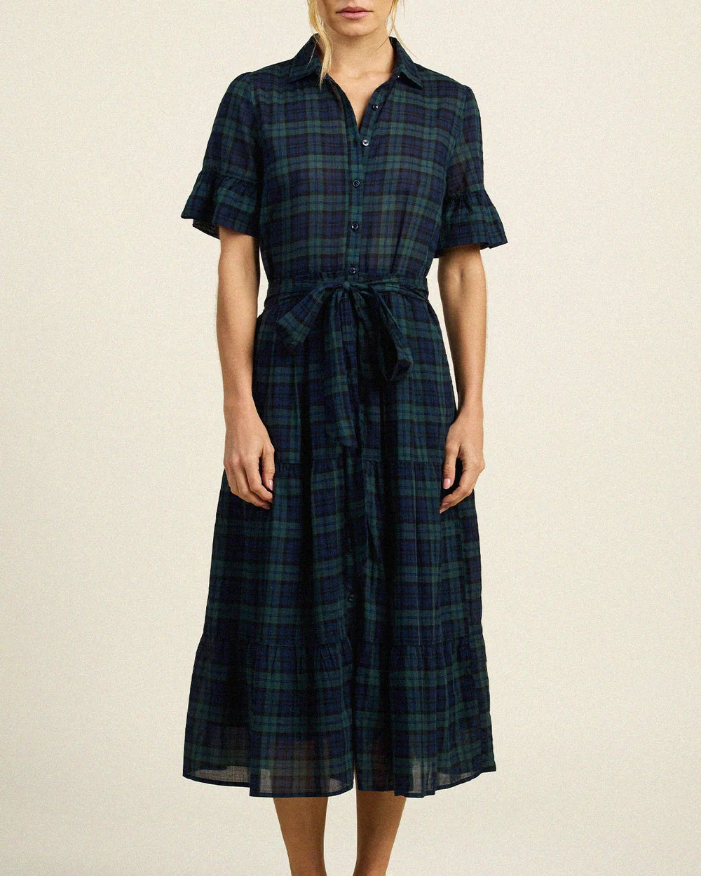 Martiana Plaid Midi Dress