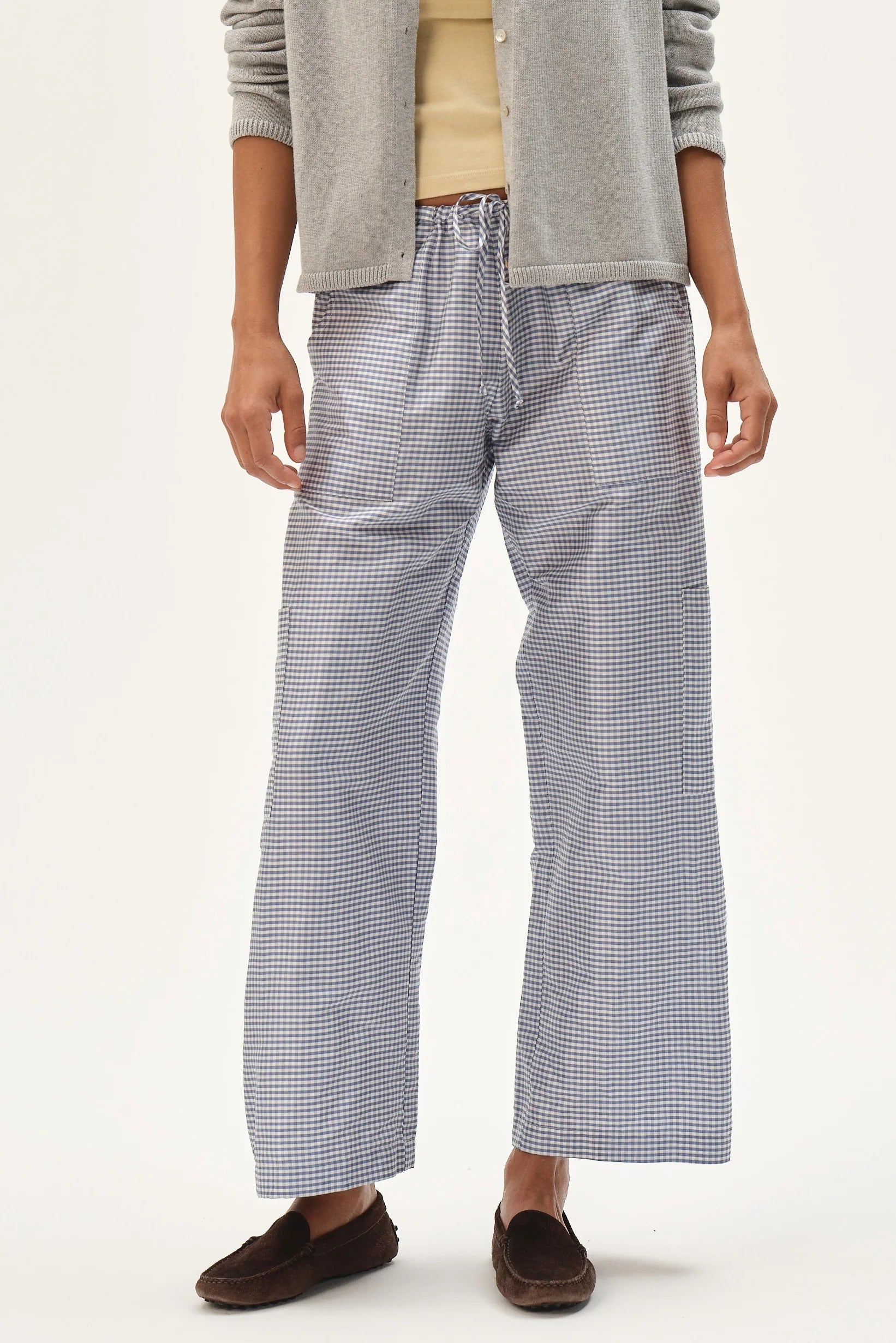 The Taffeta Gingham Drawstring Cargo Pant