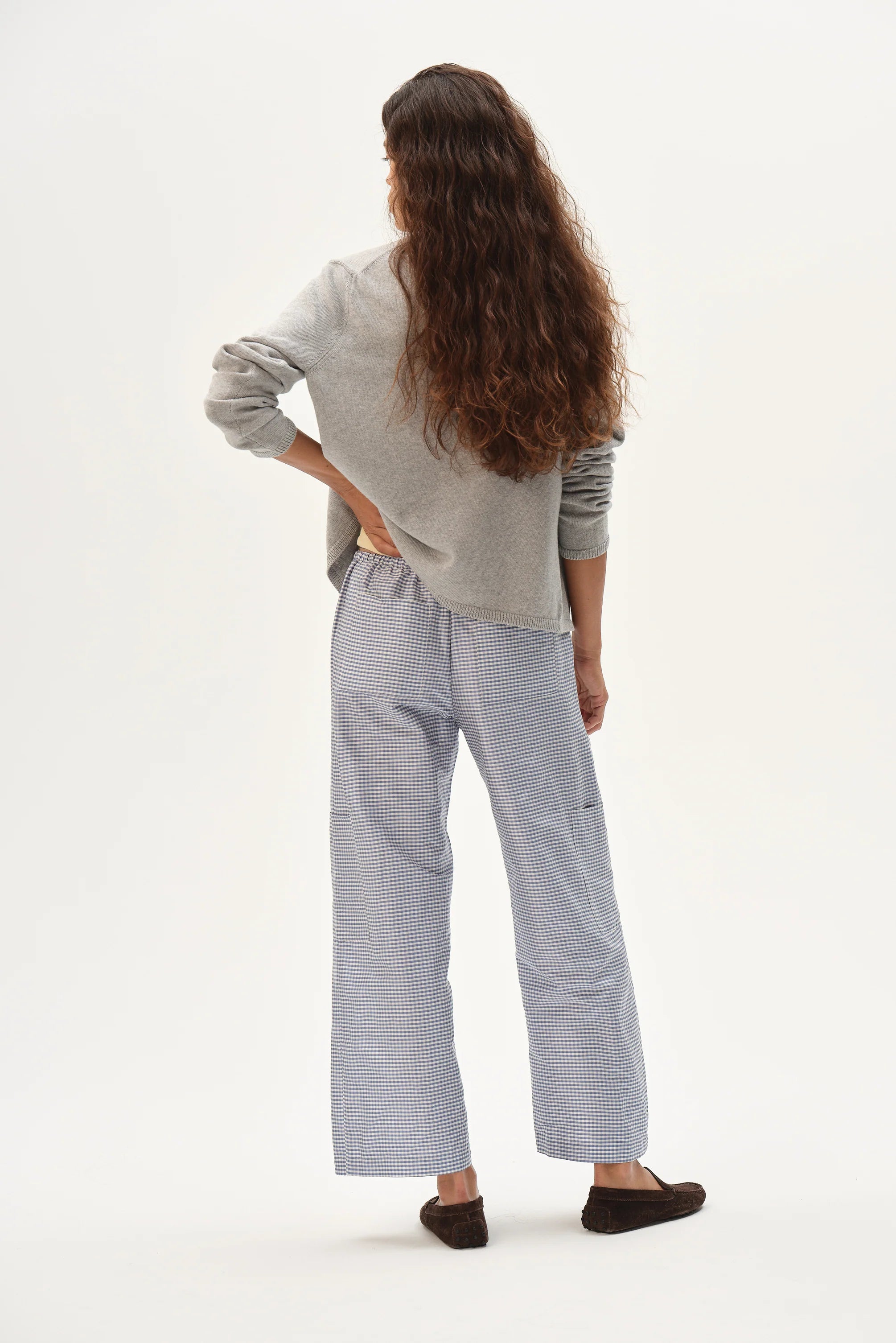 The Taffeta Gingham Drawstring Cargo Pant