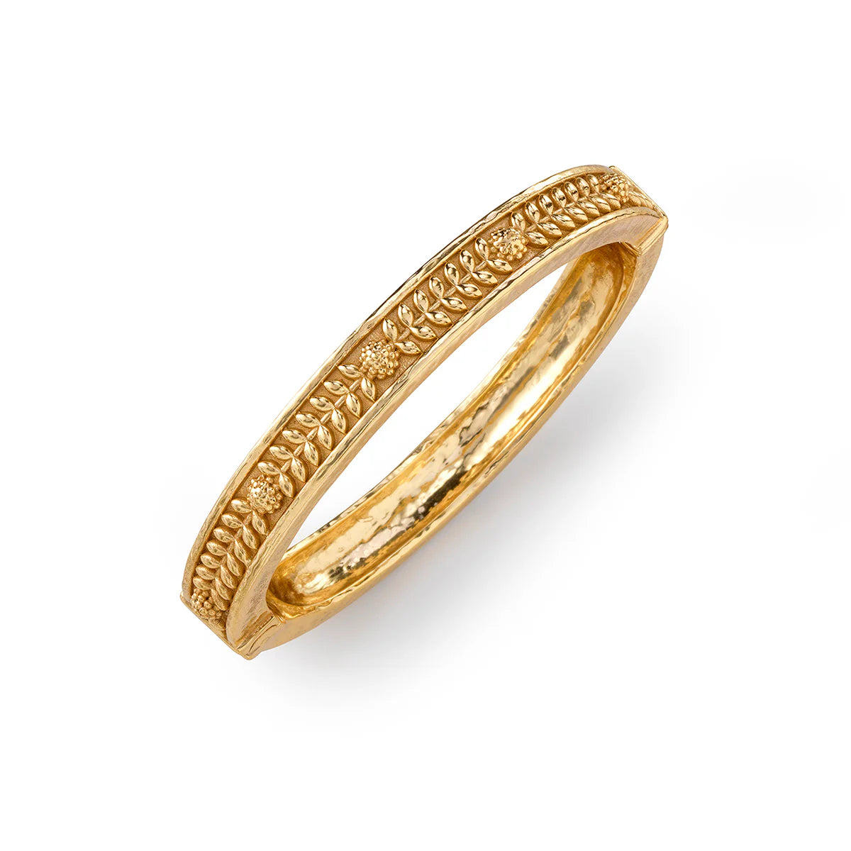 Berry Vine Gold Hinged Bangle