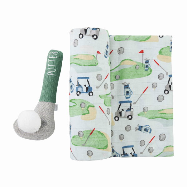Boy Golf Swaddle & Rattle