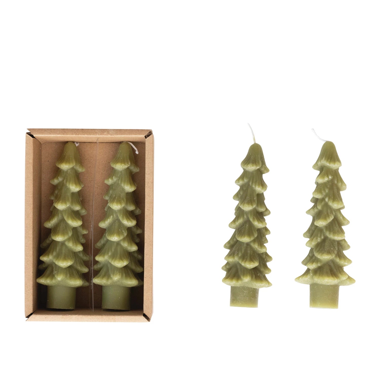 Unscented Tree Shaped Taper Candles, Set of 2