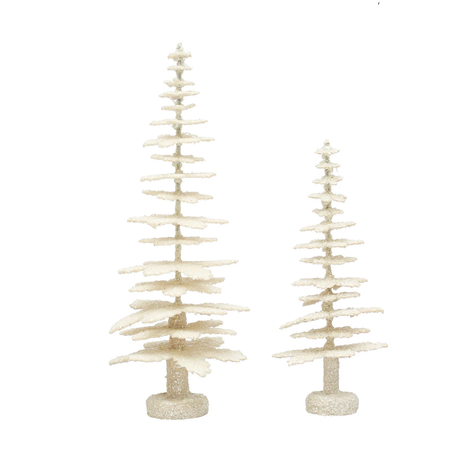 5" Round x 12-1/2"H Coated Paper Tree w/ Glitter, Antique Finish, Cream Color