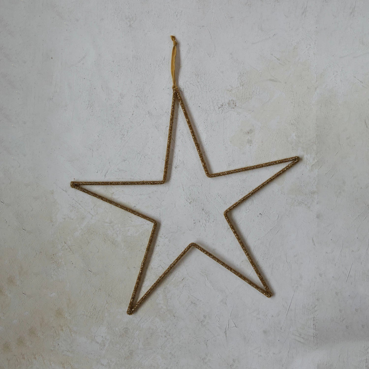 20"W x 20"H Hanging Metal & Glass Bead Star w/ Gold Finish