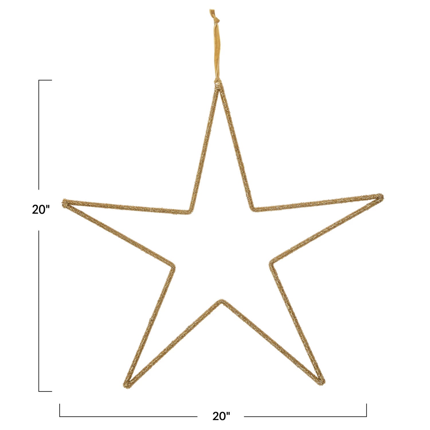 20"W x 20"H Hanging Metal & Glass Bead Star w/ Gold Finish