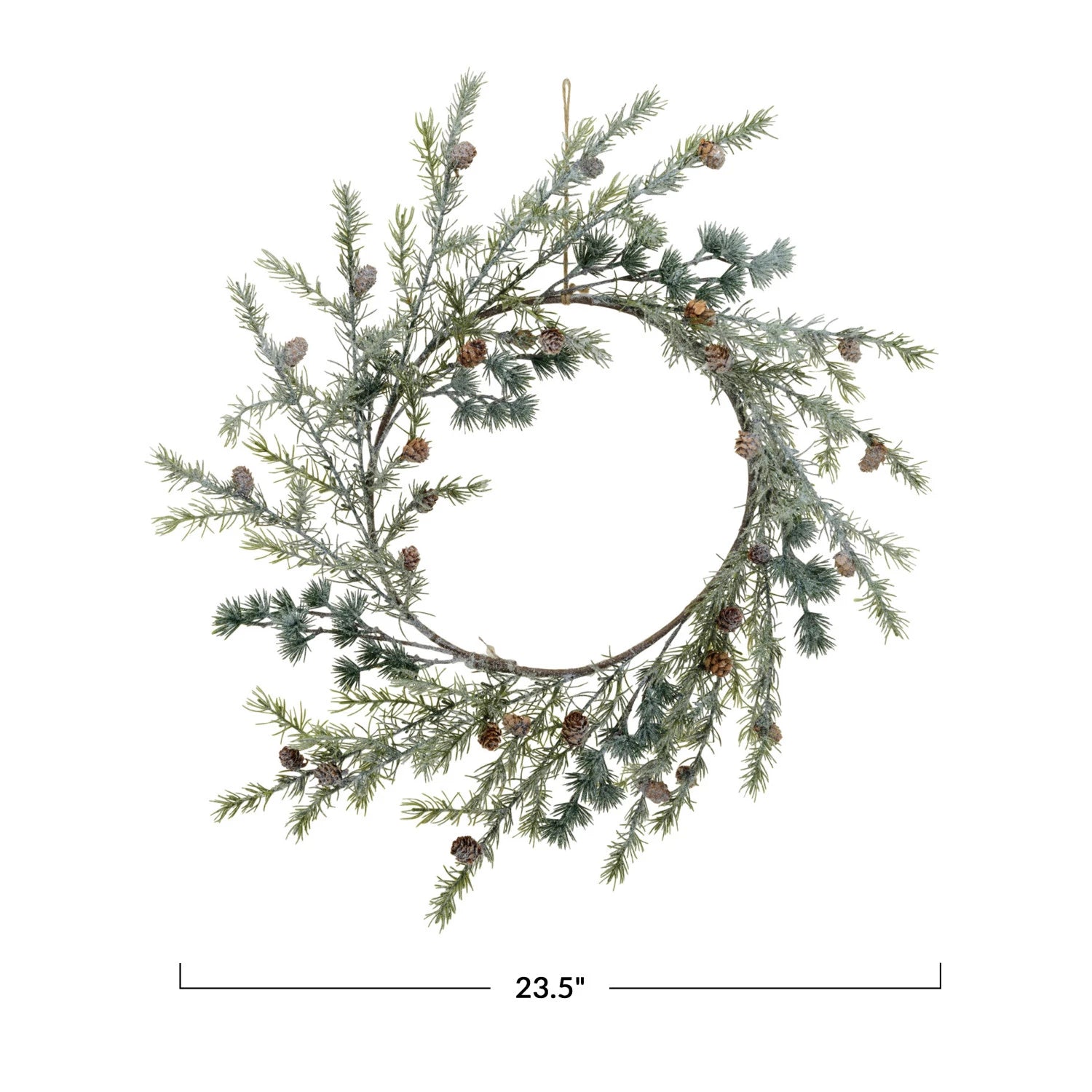 Faux Spruce Wreath w/ Natural Pinecones, Frost Finish, Green