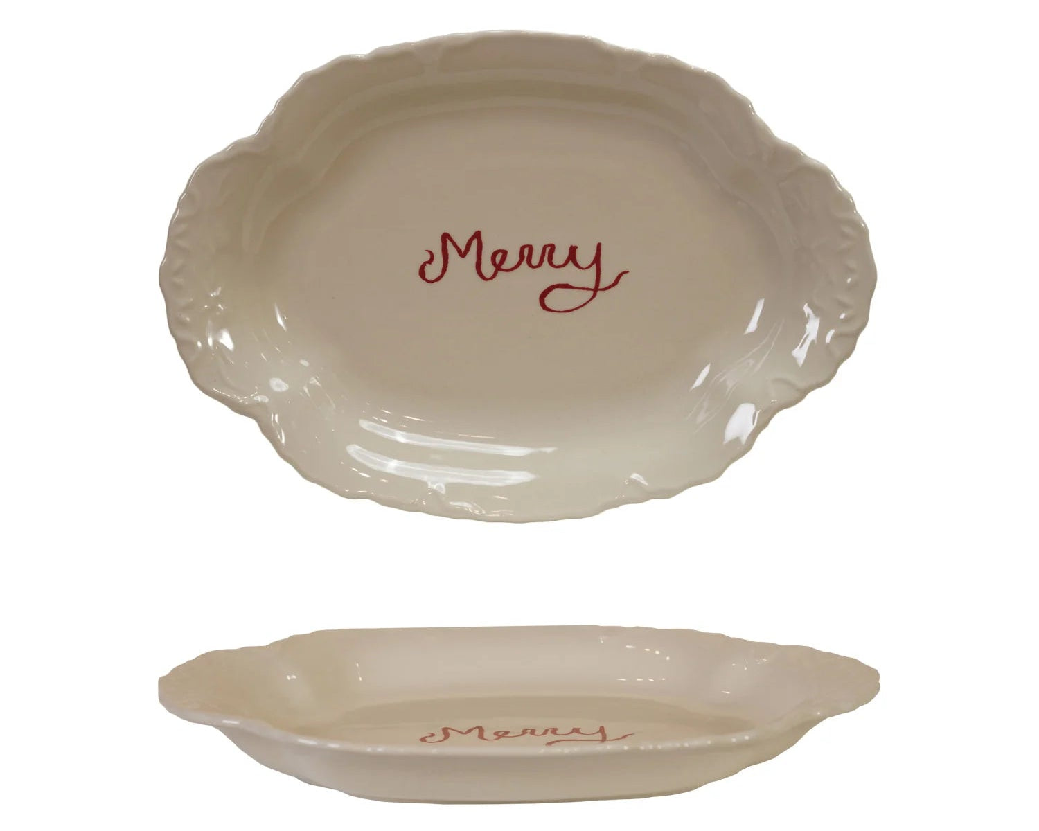 "Merry" Stoneware Scalloped Platter