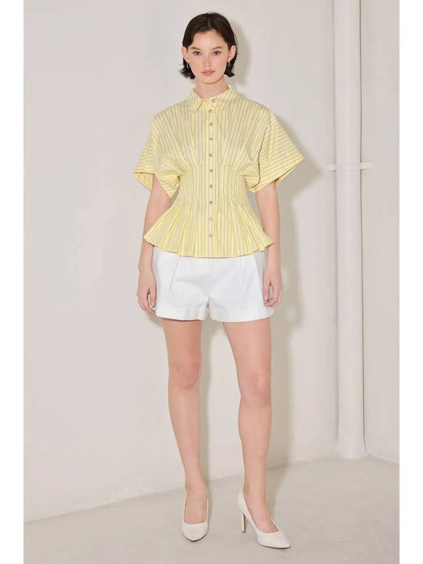 Striped Yellow Woven Top