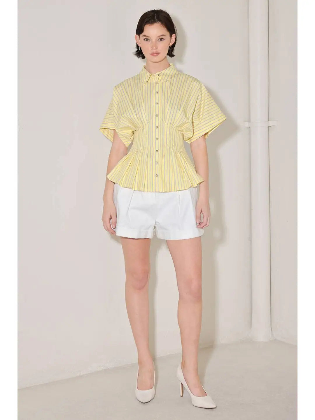 Striped Yellow Woven Top