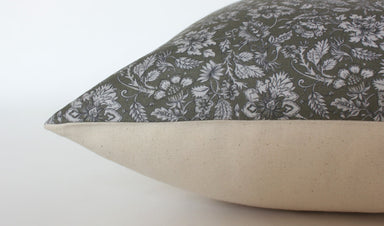 Olive Floral Pillow Cover, Designer Green Floral Pillow