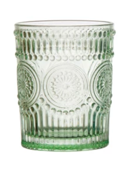 Embossed Drinking Glass 4"H 12oz