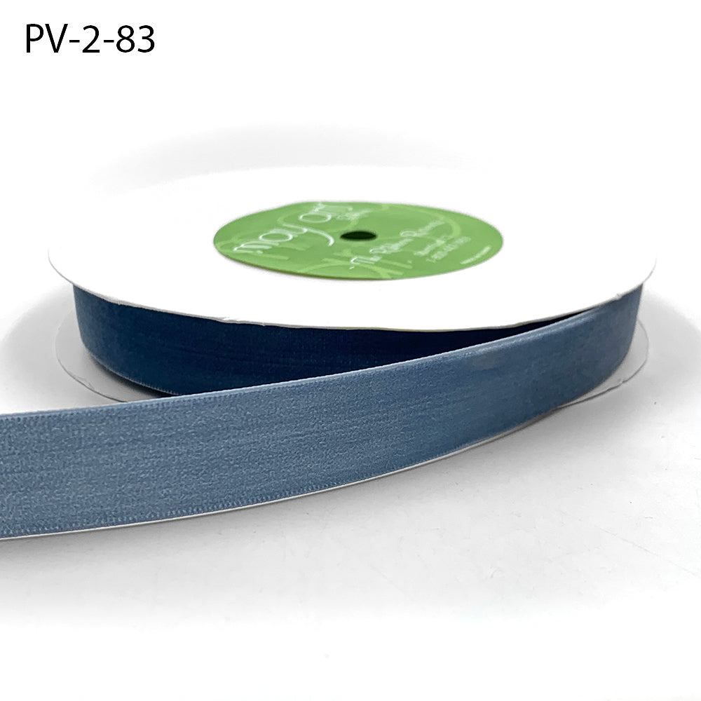 Classic Velvet Ribbon With Woven Edge - Slate Blue 3/4" BY THE YARD