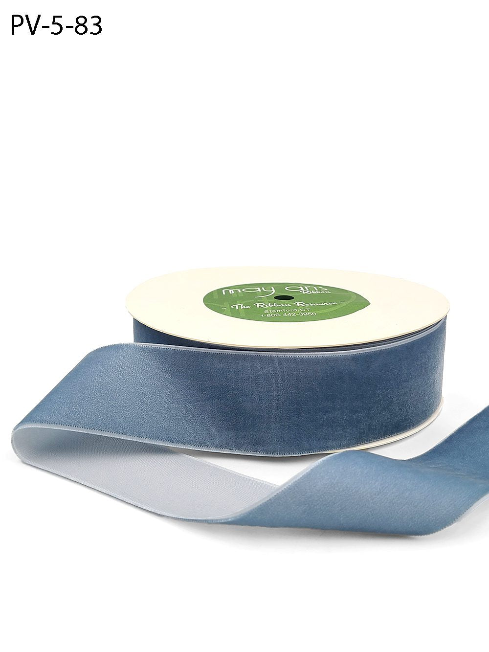 Classic Velvet Ribbon With Woven Edge Slate Blue 1.5" BY THE YARD