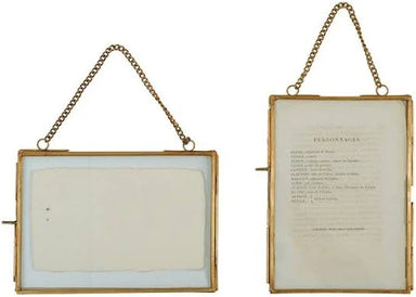 Brass and Glass Photo Frame with Chain