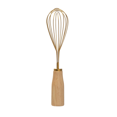 Stainless Steel Whisk with Wood Handle Gold