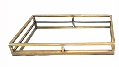 Lg. Antique Gold Mirrored Tray 16.15" x 10.25" - Antique Gold