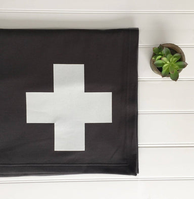 Swiss Cross Sweatshirt Throw Blanket - Charcoal