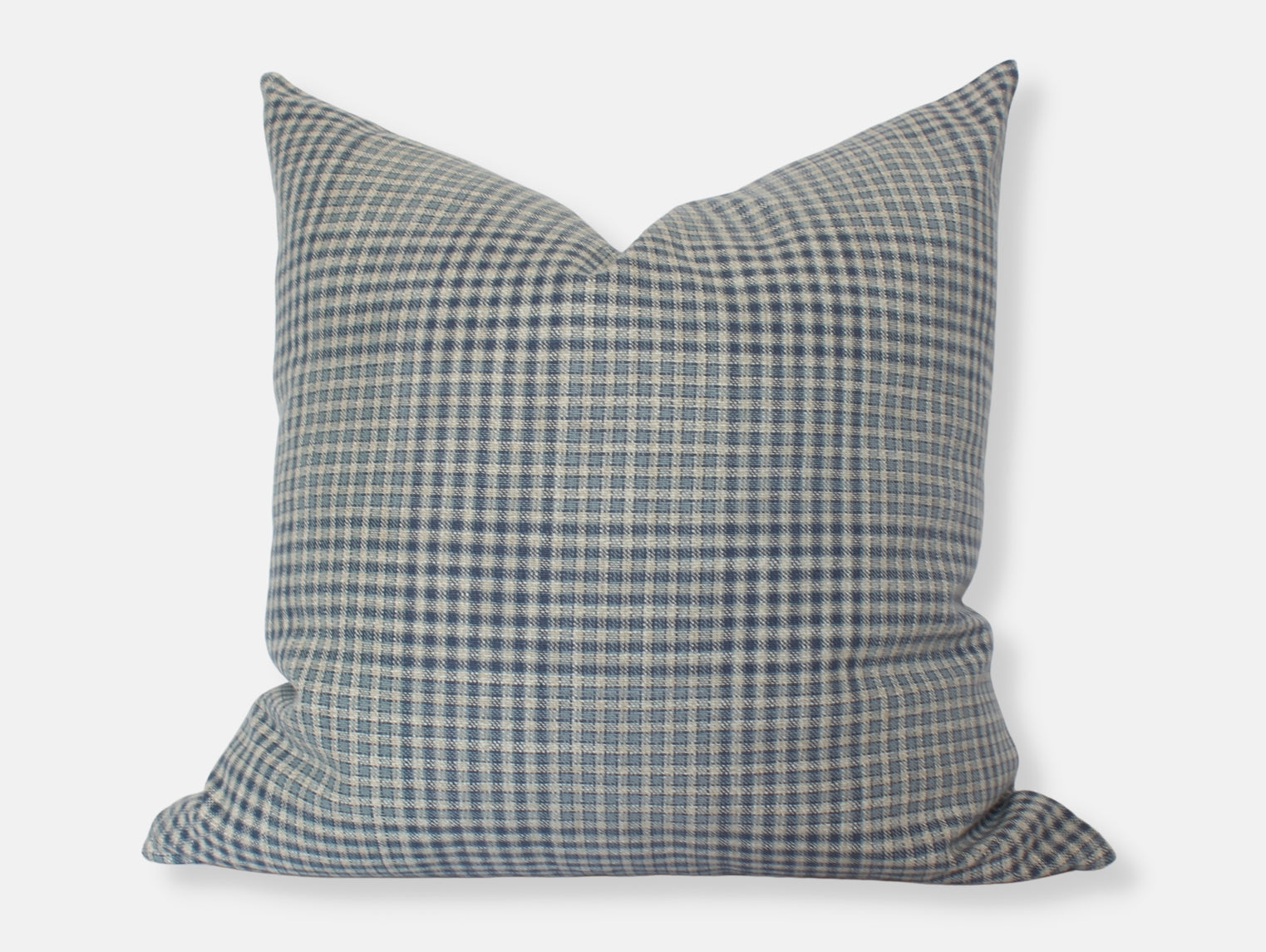 Blue Gingham Pillow Cover, Blue Plaid Throw Pillow - Olin