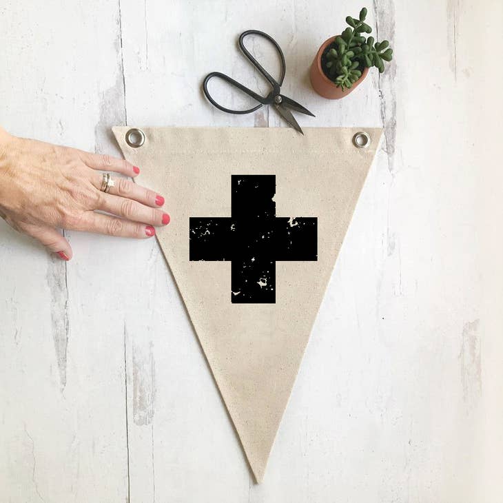 Swiss Cross Canvas Pennant Flag, Hanging Sign