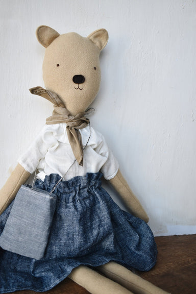 Agatha the Bear Doll Petite - Chambray Skirt