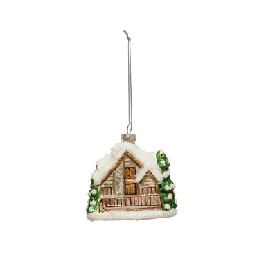 3-1/4"H Hand-Painted Glass Chalet Ornament
