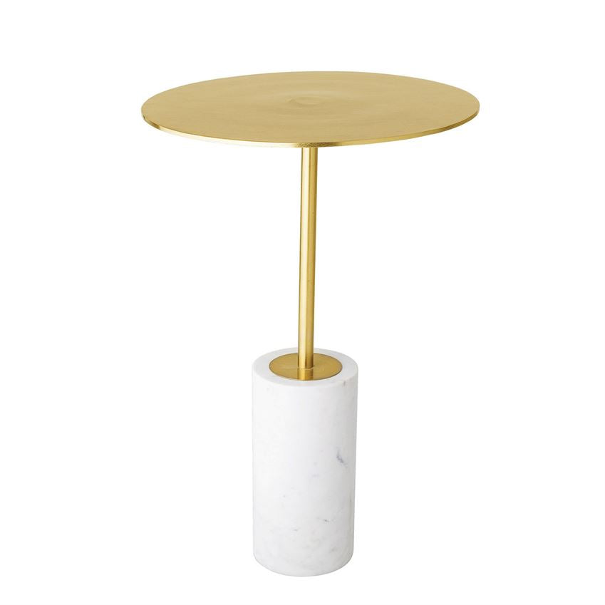 Round Marble and Gold Side Table