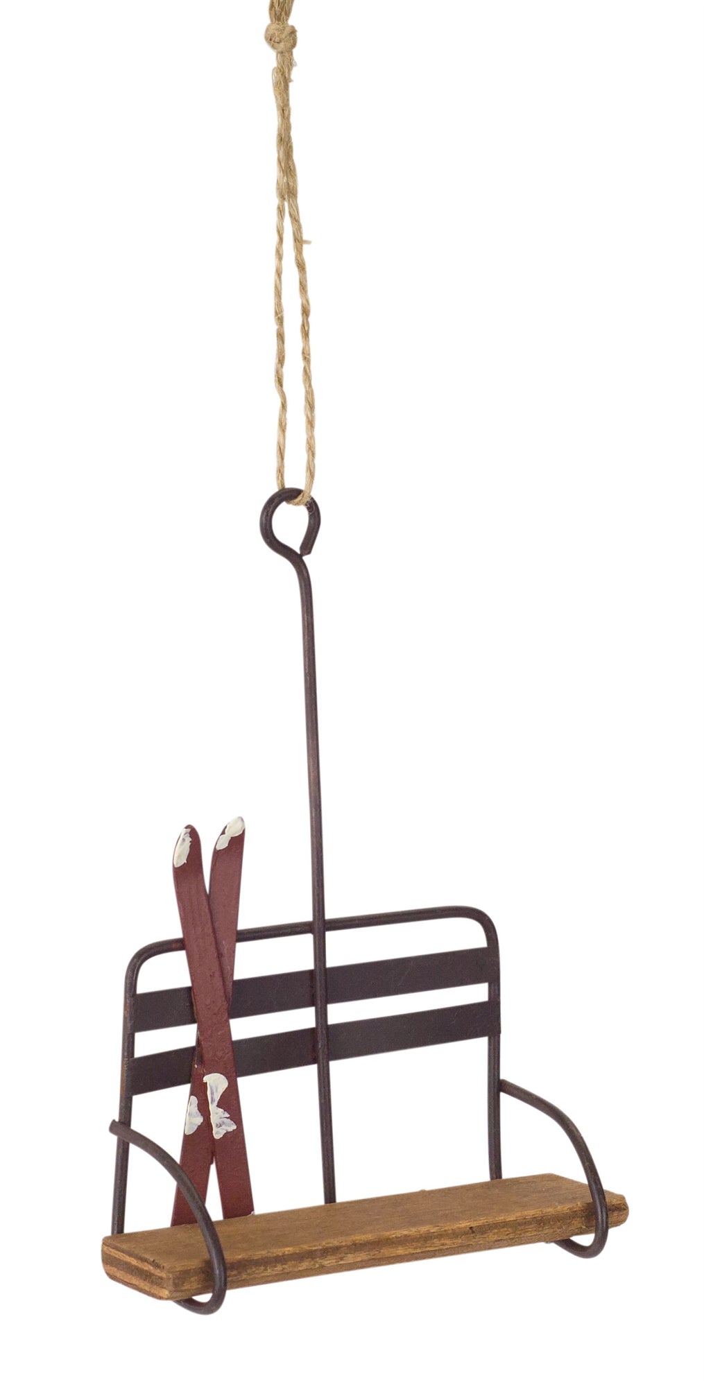 Ski Chair Lift Ornament 5.25"H Wood/Metal
