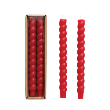 Unscented Twisted Taper Candles- Red