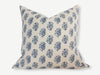 Navy Blue Floral Pillow, Cream Blue Throw Pillow - Owen