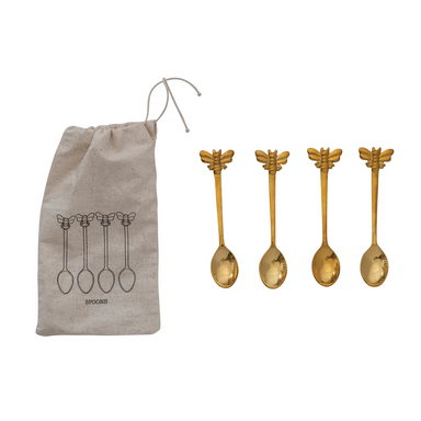 Brass Spoons w/ Bees package of 4