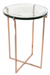 Glass Side Table with Rose Gold Metal Legs