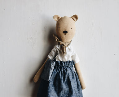 Agatha the Bear Doll Petite - Chambray Skirt