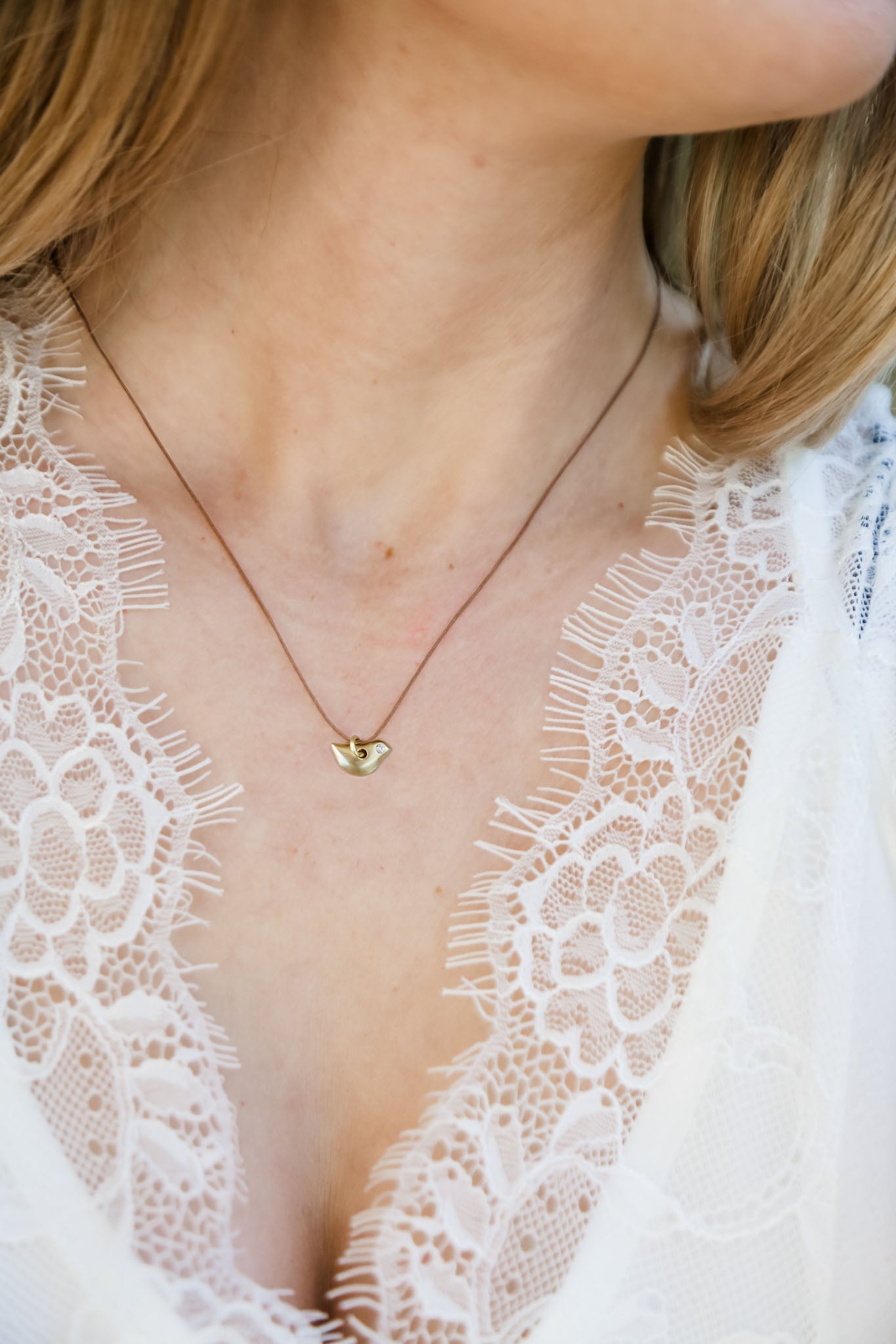 New Moon Gold Necklace - Troubles Fly/Bird