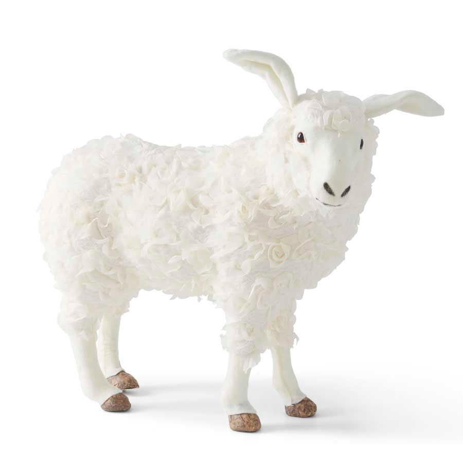 18.5 Inch White Fluffy Standing Sheep