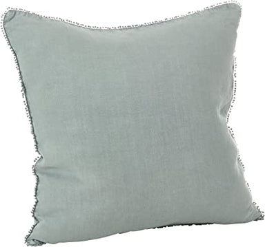 Saro Pompom Design Pillow 20" Blue Grey