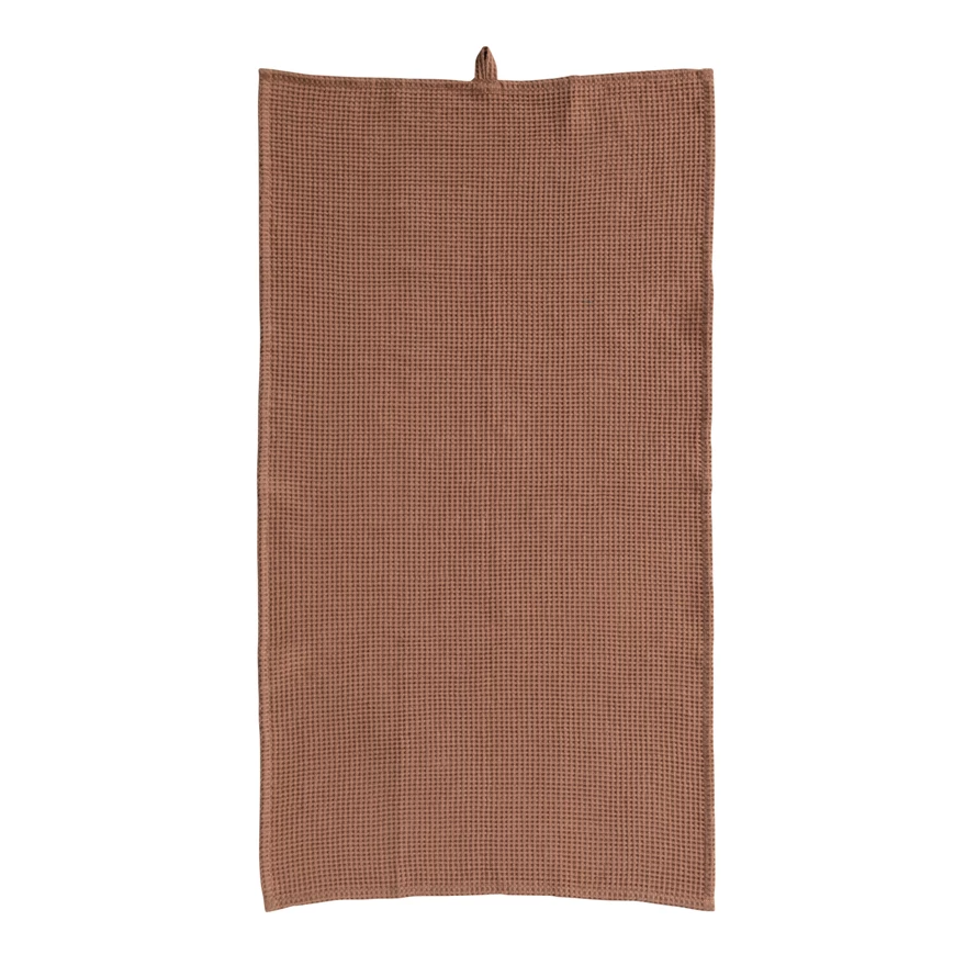 Woven Linen & Cotton Waffle Tea Towel - Terra-cotta 36"L x 20"W