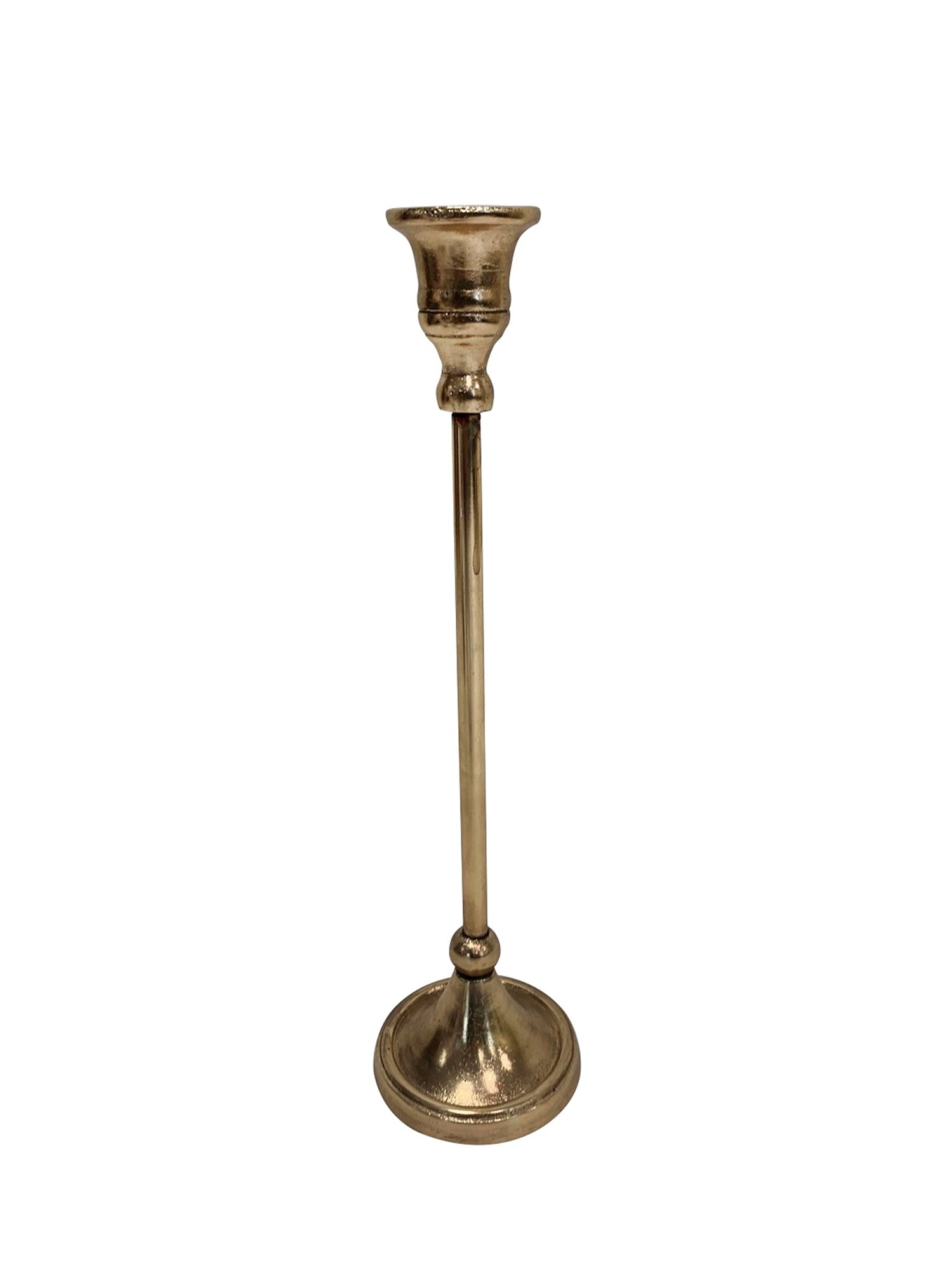 Lg. Alum. Candlestick Antique Brass Finish - Brass Antique