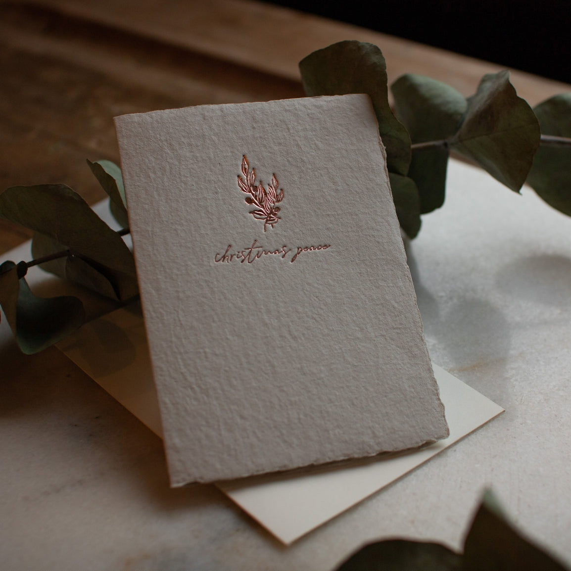 Olive Branch Christmas Prairie Rose Letterpress Card